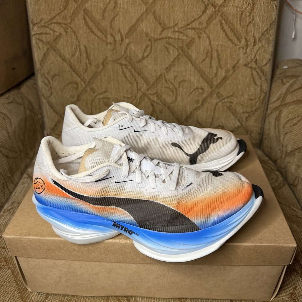 Size 8 - PUMA FAST-R Nitro Elite 3 EKIDEN Running White Heat Fire 313418 01 EUC! - Picture 4 of 10